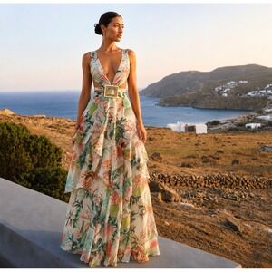 PatBO Oasis Cut-Out Tropical Maxi Beach Dress NWOT Size Medium